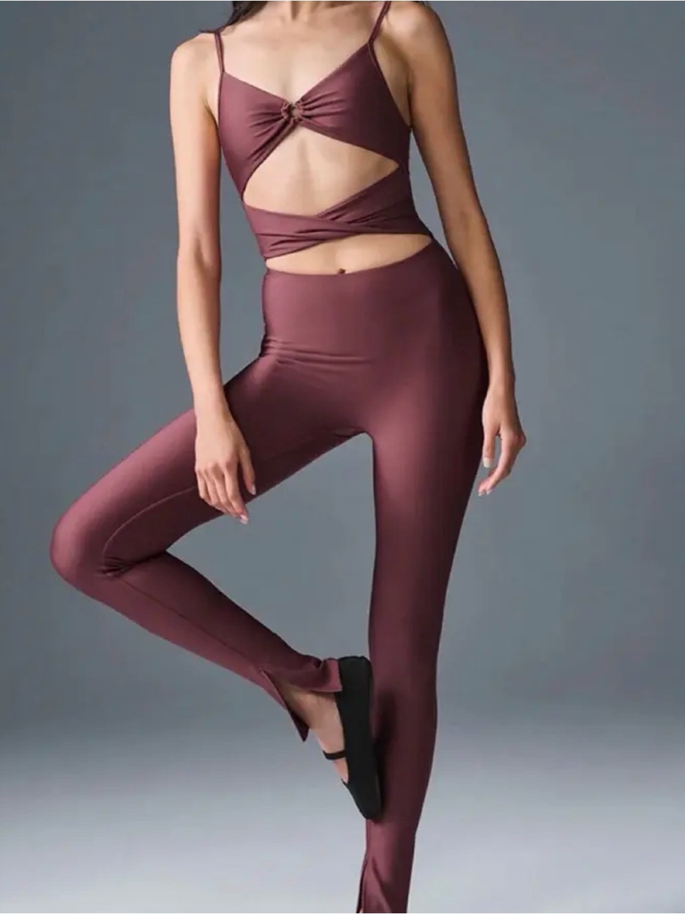 Alo Yoga Burgundy Truffle Pilates Onesie - Jumpsuit Size S